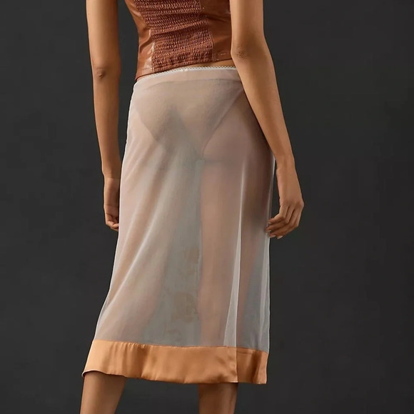 NWT Anthropologie Sheer Embroidered Midi Skirt XS - Picture 3 of 4